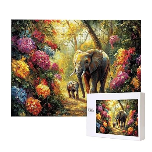 Puzzle für Erwachsene 200 Wald Elefant Puzzle Erwachsene Pädagogisches Spiel Herausforderung Spielzeug 1000 Teile DIY-Bastel Puzzles für Heimdekoration, Geschenke von Glslmznq