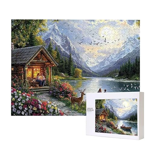 Puzzle für Erwachsene 200 Wald Kabine Puzzle Erwachsene Pädagogisches Spiel Herausforderung Spielzeug 1000 Teile DIY-Bastel Puzzles für Heimdekoration, Geschenke von Glslmznq