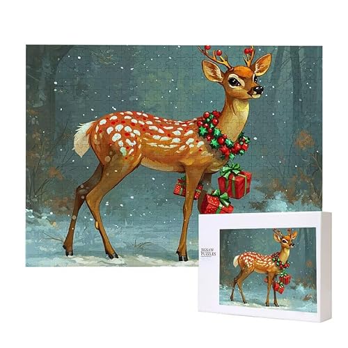 Puzzle für Erwachsene 200 Weihnachtshirsch Puzzle Erwachsene Pädagogisches Spiel Herausforderung Spielzeug 1000 Teile DIY-Bastel Puzzles für Heimdekoration, Geschenke von Glslmznq