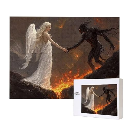 Puzzle für Erwachsene 2000 Engel Teufel Puzzle Erwachsene Pädagogisches Spiel Herausforderung Spielzeug 1000 Teile DIY-Bastel Puzzles für Heimdekoration, Geschenke von Glslmznq