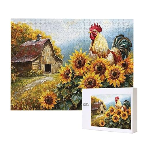 Puzzle für Erwachsene 2000 Sonnenblume Hahn Puzzle Erwachsene Pädagogisches Spiel Herausforderung Spielzeug 1000 Teile DIY-Bastel Puzzles für Heimdekoration, Geschenke von Glslmznq