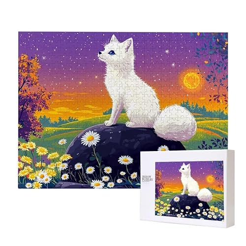 Puzzle für Erwachsene 2000 Weißer Fuchs Mond Puzzle Erwachsene Pädagogisches Spiel Herausforderung Spielzeug 1000 Teile DIY-Bastel Puzzles für Heimdekoration, Geschenke von Glslmznq