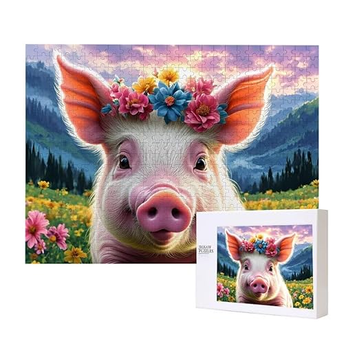 Puzzle für Erwachsene 300 Blumen Schwein Puzzle Erwachsene Pädagogisches Spiel Herausforderung Spielzeug 1000 Teile DIY-Bastel Puzzles für Heimdekoration, Geschenke von Glslmznq