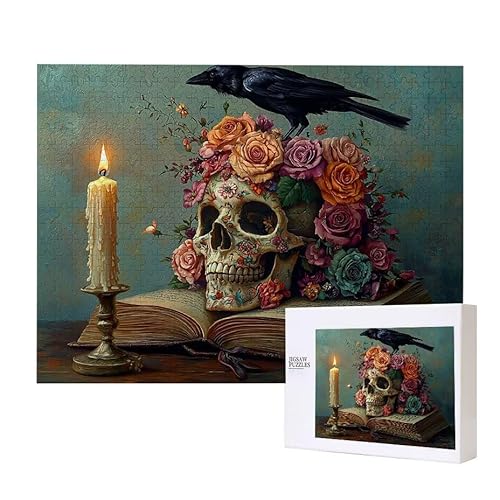 Puzzle für Erwachsene 300 Crow Schädel Puzzle Erwachsene Pädagogisches Spiel Herausforderung Spielzeug 1000 Teile DIY-Bastel Puzzles für Heimdekoration, Geschenke von Glslmznq