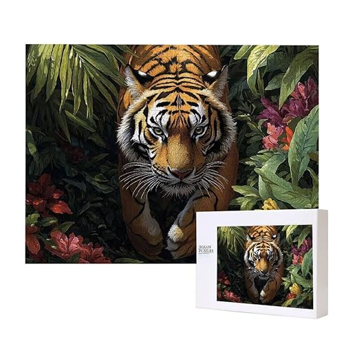 Puzzle für Erwachsene 300 Tiger Dschungel Puzzle Erwachsene Pädagogisches Spiel Herausforderung Spielzeug 1000 Teile DIY-Bastel Puzzles für Heimdekoration, Geschenke von Glslmznq