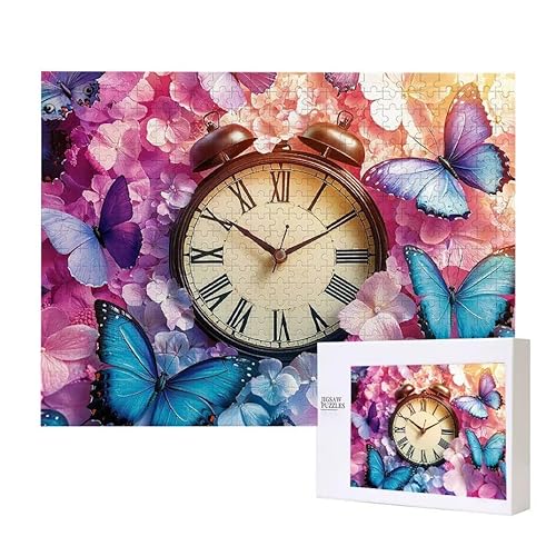 Puzzle für Erwachsene 3000 Clock Butterfly Puzzle Erwachsene Pädagogisches Spiel Herausforderung Spielzeug 1000 Teile DIY-Bastel Puzzles für Heimdekoration, Geschenke von Glslmznq