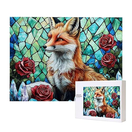 Puzzle für Erwachsene 3000 Fox Rose Puzzle Erwachsene Pädagogisches Spiel Herausforderung Spielzeug 1000 Teile DIY-Bastel Puzzles für Heimdekoration, Geschenke von Glslmznq