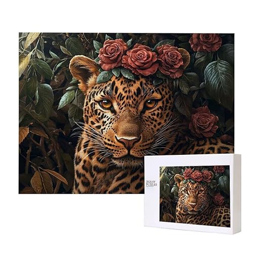 Puzzle für Erwachsene 3000 Rose Leopard Puzzle Erwachsene Pädagogisches Spiel Herausforderung Spielzeug 1000 Teile DIY-Bastel Puzzles für Heimdekoration, Geschenke von Glslmznq