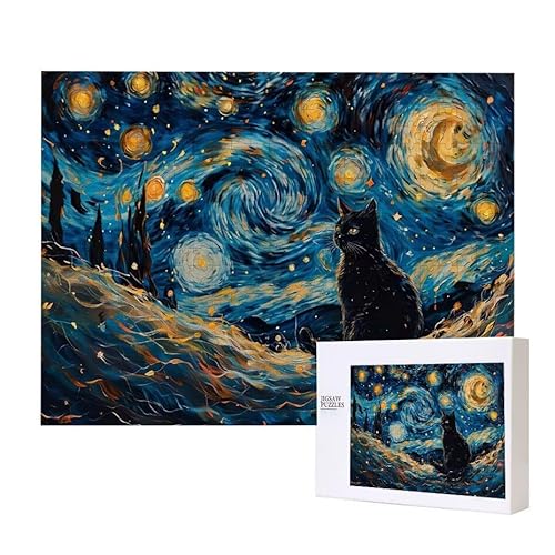 Puzzle für Erwachsene 3000 Starry Sky Cat Puzzle Erwachsene Pädagogisches Spiel Herausforderung Spielzeug 1000 Teile DIY-Bastel Puzzles für Heimdekoration, Geschenke von Glslmznq