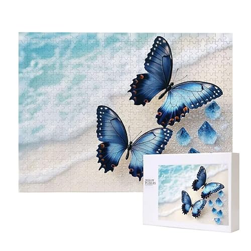 Puzzle für Erwachsene 500 Blue Butterfly Puzzle Erwachsene Pädagogisches Spiel Herausforderung Spielzeug 1000 Teile DIY-Bastel Puzzles für Heimdekoration, Geschenke von Glslmznq