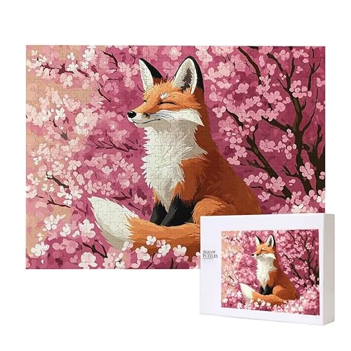 Puzzle für Erwachsene 500 Fox Kirschblüten Puzzle Erwachsene Pädagogisches Spiel Herausforderung Spielzeug 1000 Teile DIY-Bastel Puzzles für Heimdekoration, Geschenke von Glslmznq