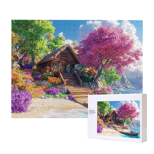 Puzzle für Erwachsene 500 Seaside Cottage Puzzle Erwachsene Pädagogisches Spiel Herausforderung Spielzeug 1000 Teile DIY-Bastel Puzzles für Heimdekoration, Geschenke von Glslmznq