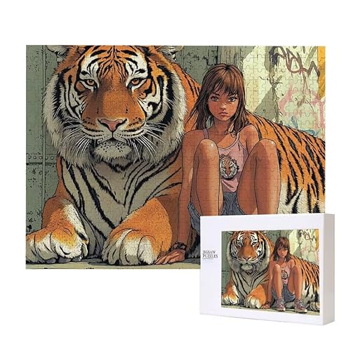 Puzzle für Erwachsene 500 Tiger Mädchen Puzzle Erwachsene Pädagogisches Spiel Herausforderung Spielzeug 1000 Teile DIY-Bastel Puzzles für Heimdekoration, Geschenke von Glslmznq