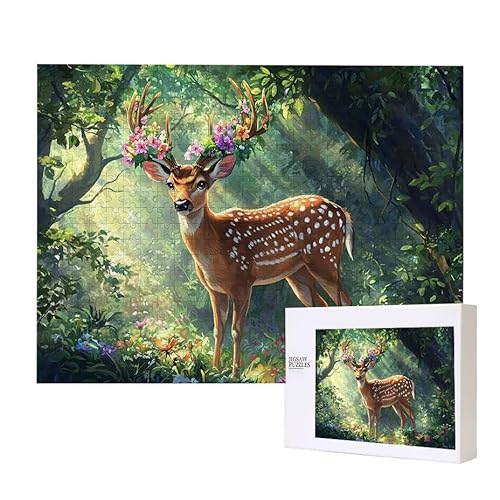 Puzzle für Erwachsene 500 Wald Hirsch Puzzle Erwachsene Pädagogisches Spiel Herausforderung Spielzeug 1000 Teile DIY-Bastel Puzzles für Heimdekoration, Geschenke von Glslmznq