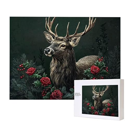 Rose Hirsch Puzzle 1000 Teile Puzzles Erwachsene, Helle und farbenfrohe Puzzles, Indoor-Puzzle-Kreativspiel zur Entspannung von Erwachsenen und Erziehung oder als Geschenk I-480 von Glslmznq
