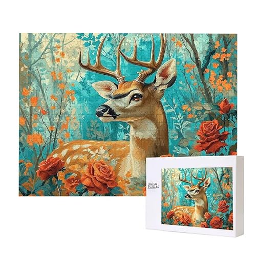 Rose Hirsch Puzzle 3000 Teile Puzzles Erwachsene, Helle und farbenfrohe Puzzles, Indoor-Puzzle-Kreativspiel zur Entspannung von Erwachsenen und Erziehung oder als Geschenk I-479 von Glslmznq