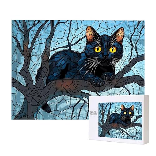 Schwarze Katze Puzzle 1000 Teile Puzzles Erwachsene, Helle und farbenfrohe Puzzles, Indoor-Puzzle-Kreativspiel zur Entspannung von Erwachsenen und Erziehung oder als Geschenk I-264 von Glslmznq