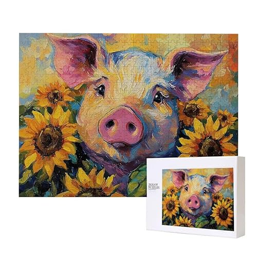 Sonnenblume Schwein Puzzle 500 Teile Puzzles Erwachsene, Helle und farbenfrohe Puzzles, Indoor-Puzzle-Kreativspiel zur Entspannung von Erwachsenen und Erziehung oder als Geschenk I-689 Sonnenblume Schwein Puzzle 500 Teile Puzzles Erwachsene, Helle und farbenfrohe Puzzles, Indoor-Puzzle-Kreativspiel zur Entspannung von Erwachsenen und Erziehung oder als Geschenk I-689 von Glslmznq