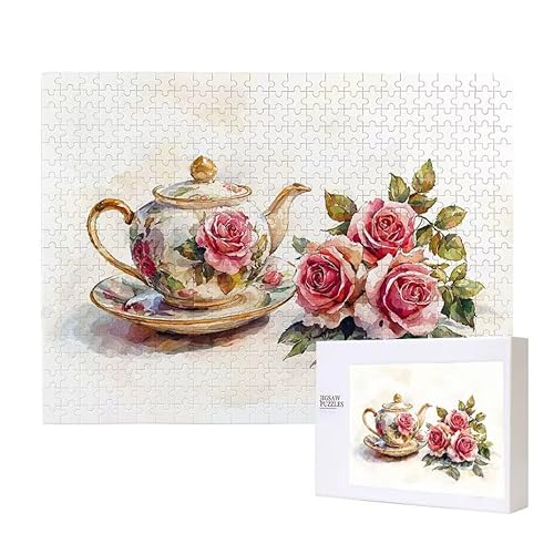 Teekanne Rose Puzzle 3000 Teile Puzzles Erwachsene, Helle und farbenfrohe Puzzles, Indoor-Puzzle-Kreativspiel zur Entspannung von Erwachsenen und Erziehung oder als Geschenk I-45 von Glslmznq