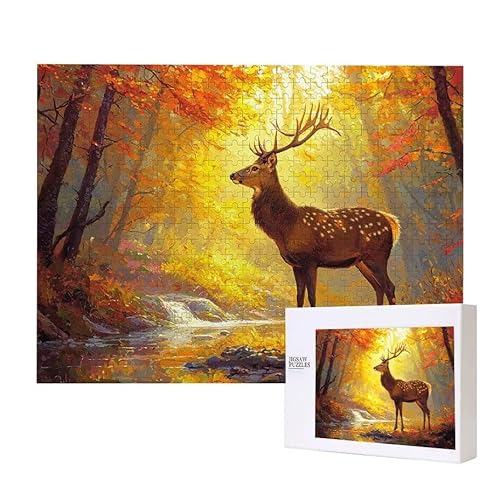 Wald Hirsch Puzzle 200 Teile Puzzles Erwachsene, Helle und farbenfrohe Puzzles, Indoor-Puzzle-Kreativspiel zur Entspannung von Erwachsenen und Erziehung oder als Geschenk I-637 von Glslmznq
