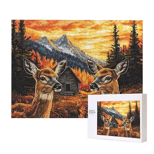 Wald Hirsch Puzzle 3000 Teile Puzzles Erwachsene, Helle und farbenfrohe Puzzles, Indoor-Puzzle-Kreativspiel zur Entspannung von Erwachsenen und Erziehung oder als Geschenk I-581 von Glslmznq