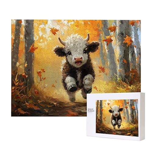 Wald Rinder Puzzle 1000 Teile Puzzles Erwachsene, Helle und farbenfrohe Puzzles, Indoor-Puzzle-Kreativspiel zur Entspannung von Erwachsenen und Erziehung oder als Geschenk I-582 von Glslmznq