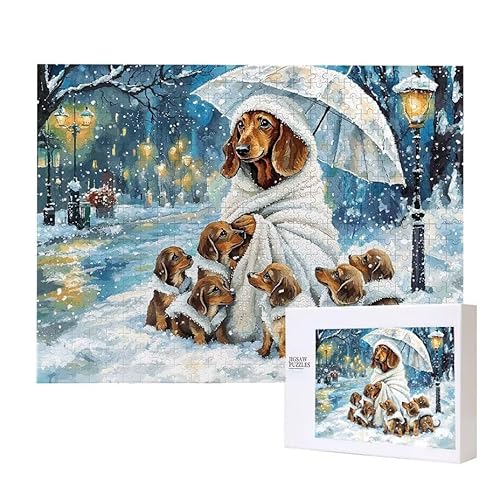 Winter Hund Puzzle 1500 Teile Puzzles Erwachsene, Helle und farbenfrohe Puzzles, Indoor-Puzzle-Kreativspiel zur Entspannung von Erwachsenen und Erziehung oder als Geschenk I-89 von Glslmznq
