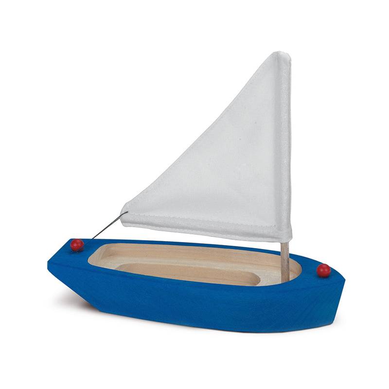 Holzboot SEGELSCHIFF in blau von Glückskäfer