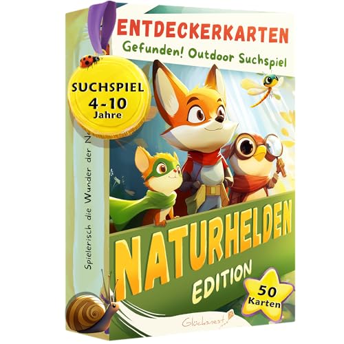 Entdeckerkarten ab 4 Jahren | Finde es Suchspiel – Lernspiel & Geschenke für Kinder (4-10 Jahre) | Schatzsuche & Gefunden Outdoor Suchspiel | Kreatives Outdoor Spielzeug für Naturforscher von Glücksnest