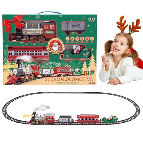 Eisenbahn-Set für Les, Zugspielzeug für – Weihnachtszug-Spielzeug mit Licht und Ton, Elektrolokomotive, Passagierwagen, Eisenbahnen von Glugahrif