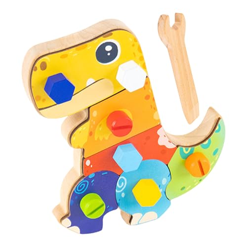 Glugahrif Dinosaurier-Schraubspielzeug, Schraubspielzeug für sensorisches Holzbrett | sensorisches Lernspielzeug mit Cartoons, niedliches sensorisches Brett für Haus, Kindergarten und Krippe von Glugahrif