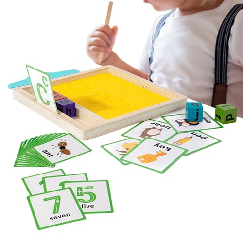 Glugahrif Holzsandschreiberschale, Schreiben Spiel Sandschale | Sandschalenspielzeug - Bildungsschreiben sensorisches Spielzeugwerkzeug für Mädchen Kinder Freunde Sohn und Tochter von Glugahrif