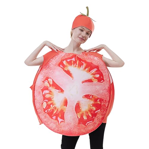 Glugahrif Nahrungsmittel Kostüm Für Erwachsene - Tomaten Party Obst Gemüse Outfit - Outfit Mit Hut Lustig Für Frauen Und Männer Für Party Paare Ostern Karneval Und von Glugahrif