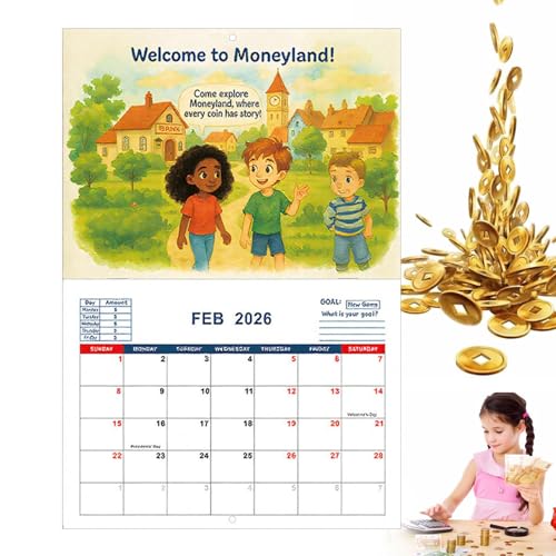 Interaktiver Lernkalender 2026 - 12 Monate Finanzplanung Kalender,Interaktives Pädagogisches STEM Lernwerkzeug Für Kinder von Glugahrif