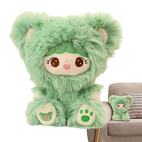 Stoffpuppe aus Plüsch für Babys, Plüschpuppe Mädchen mit Kleidung – niedlich Soft Cuddle Rag Girl trägt ein Bärenoutfit mit langen Haaren | Huggable Kleid Puppenspielzeug für sie, die von Glugahrif