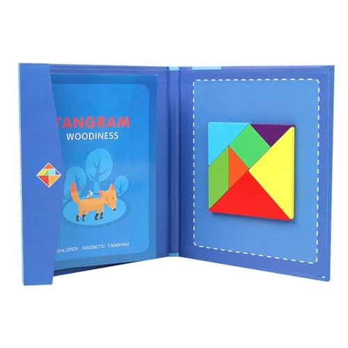 Tangram-Block Magnetic | Tangram-Motive-Spiele – tragbare Blöcke Jigsaw Book Puzzlespiele Stapelspiele Lernspielzeug für Mädchen von Glugahrif