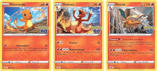 Glumanda & Glutexo & Glurak Rare Holo Set Schwert & Schild Pokemon GO 8-10/78 Sammelkarten Pokemon Einzelkarten von Glurak