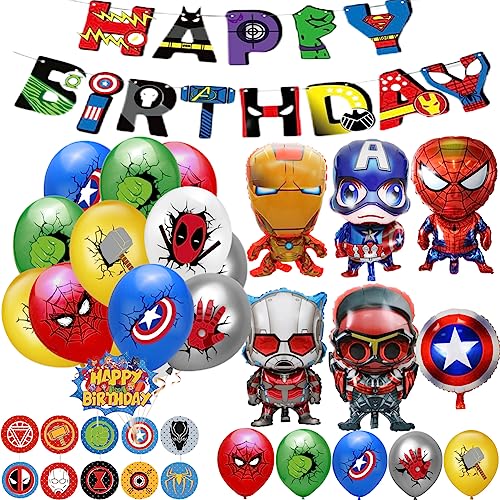 Glurak Geburtstag Party Dekoration Super Hero Ballons Set mit Spider Iron Folie Ballon und Kuchen Topper für Jungen von Glurak