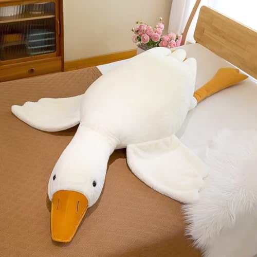 Glurak Große weiße Gans Plüschtier Kuscheltier, 90cm Weißer Schwan Kuscheltier aus weichem Plüschmaterial mit Stickereien für Mädchen Jungen Geburtstagsgeschenke von Glurak