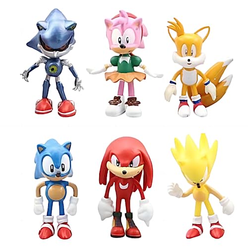 Glurak Sonic Hedgehog Figuren, 6 Stück Desktop-Ornamente, für Kinder Geburtstagskuchen Dekoration PVC Figuren Modell-GEN0 von Glurak