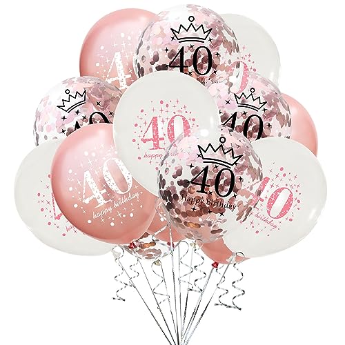 Happy 40th Geburtstag Dekoration Set -15 Stücke Latex Ballons Perfekt für Geburtstage, Partys oder Jahrestage von Glurak