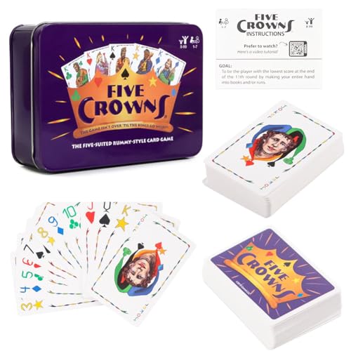 GlymzToy Fünf Crowns Poker Brettspiel Essentielle Kartenspiele Familie Kartenspiel für Junge Erwachsene Kartenspiele können 1-bis 7-Spieler unterhalten - Englische Version - Eisenbox von GlymzToy