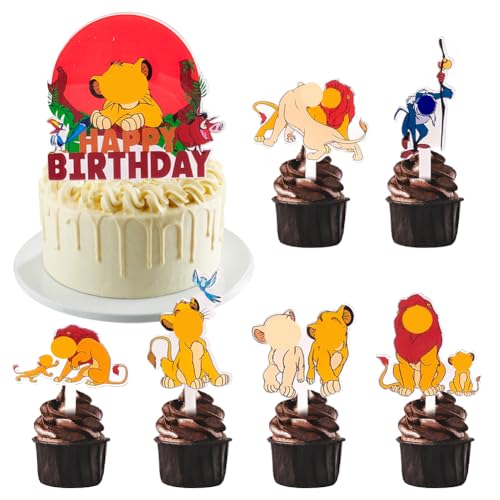GlymzToy Tortendeko König der Löwen-Kuchendekoration Kindergeburtstag Deko Torte Dschungel Party Kuchendeko Geburtstagsdeko für Kinder Mädchen Junge 7PCS von GlymzToy