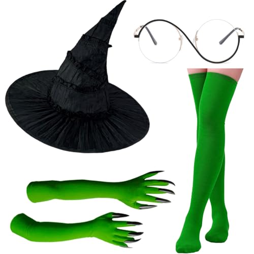 3-teiliges Halloween-Hexenkostüm-Zubehör-Set – Cosplay-Brille, Hexenhut und Handschuhe für Damen 3-teiliges Halloween-Hexenkostüm-Zubehör-Set – Cosplay-Brille, Hexenhut und Handschuhe für Damen von Glynisyz