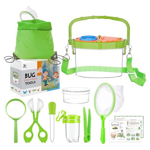 GmeDhc 11 Stück Forscherset Outdoor Spielzeug Set, mit Insektenfänger, Becherlupe, Mikroskop, Pinzette, Kordelzugbeutel Camping Naturerkundungen Geschenk für Junge und Mädchen ab 3 6 Jahre GmeDhc 11 Stück Forscherset Outdoor Spielzeug Set, mit Insektenfänger, Becherlupe, Mikroskop, Pinzette, Kordelzugbeutel Camping Naturerkundungen Geschenk für Junge und Mädchen ab 3 6 Jahre von GmeDhc