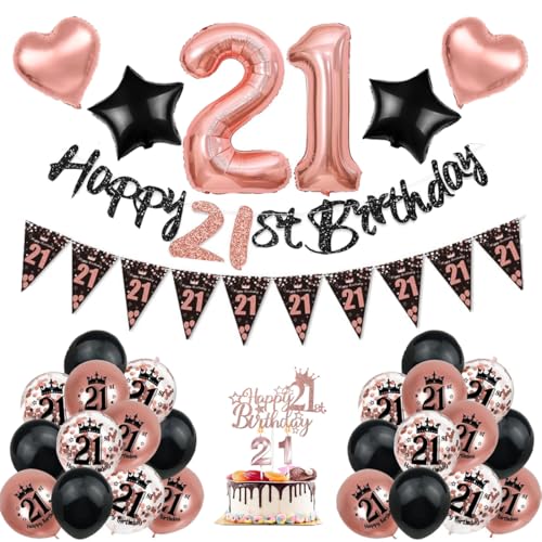 21st Birthday Party Decorations Pink Black For Her Set Including Giant 101.6 cm 21 Balloon, Balloons, Banner, Cake Topper 21st Birthday Party Decorations Pink Black For Her Set Including Giant 101.6 cm 21 Balloon, Balloons, Banner, Cake Topper von GmeFive