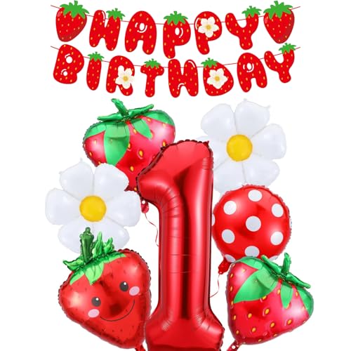 Berry First 1st Birthday Party Decorations Kit For Grils Including Giant 101.6 cm Number 1 Balloon, Banner, Cute Balloons Berry First 1st Birthday Party Decorations Kit For Grils Including Giant 101.6 cm Number 1 Balloon, Banner, Cute Balloons von GmeFive