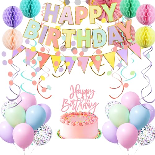 Macaron Regenbogen Rosa Blau Geburtstag Dekorationen Kit für Mädchen Einschließlich Luftballons, Banner, Wirbel, Papier Pompon, Luftballons Macaron Regenbogen Rosa Blau Geburtstag Dekorationen Kit für Mädchen Einschließlich Luftballons, Banner, Wirbel, Papier Pompon, Luftballons von GmeFive