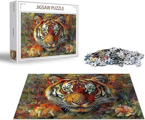 Puzzle 1500 Teile Tiger Puzzle Blume Holzpuzzle Erwachsene, Groß Klassische Jigsaw, EIN Herausforderndes Rätsel, Puzzlespiele für Die Ganze Familie Jigsaw für Erwachsene und Kinder Ab 14 Jahrenx-1284 von Gmeignl