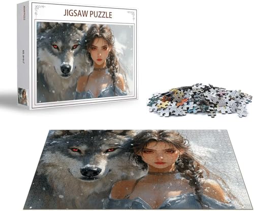 Puzzle 3000 Teile Frau Puzzle Wolf Holzpuzzle Erwachsene DIY Groß Klassische Jigsaw, Ein Herausforderndes Rätsel, Puzzlespiele für Die Ganze Familie Jigsaw für Erwachsene und Kinder Ab 14 Jahrenx-1583 von Gmeignl